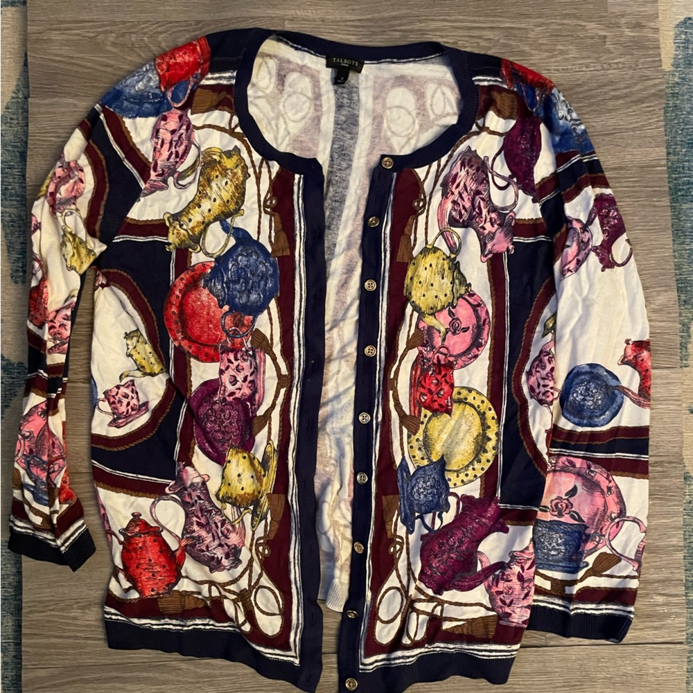 EUC Talbots English Teapot Cardigan